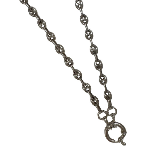 reimagined V I N T A G E // modern day watch chain / re-worked sterling silver puffy mariner anchor link chain / 24.75", 18g