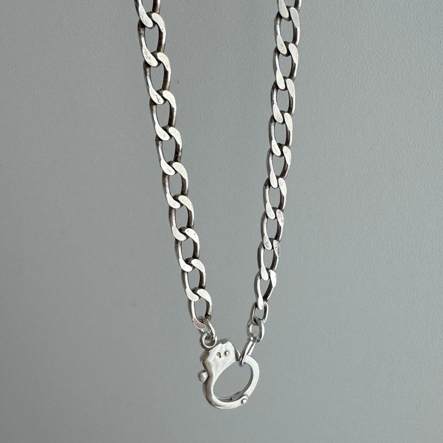 reimagined V I N T A G E // handcuff clasp / sterling silver oval curb chain / just under 20.25", 24.4g