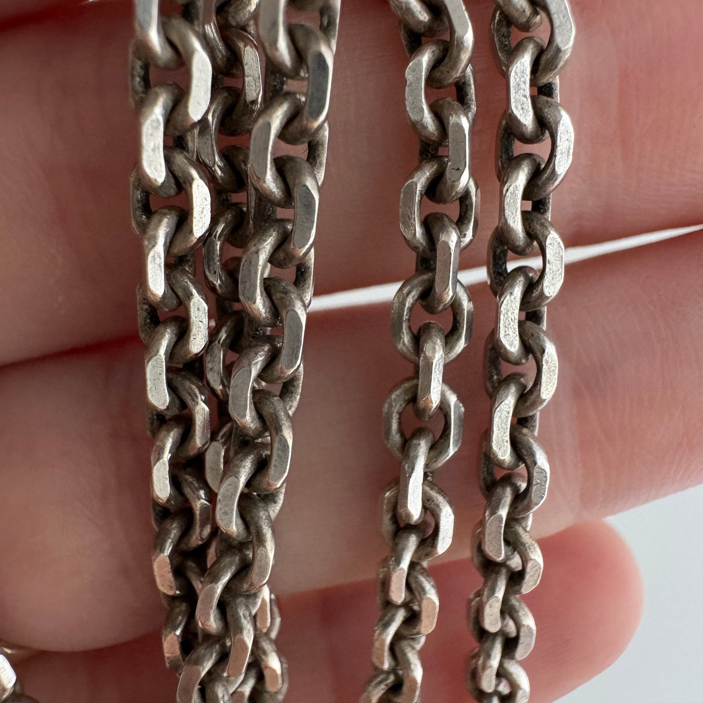 reimagined V I N T A G E // handcuff clasp / sterling silver biker style chain / just under 23", 19.4g