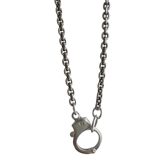 reimagined V I N T A G E // handcuff clasp / sterling silver biker style chain / just under 23", 19.4g