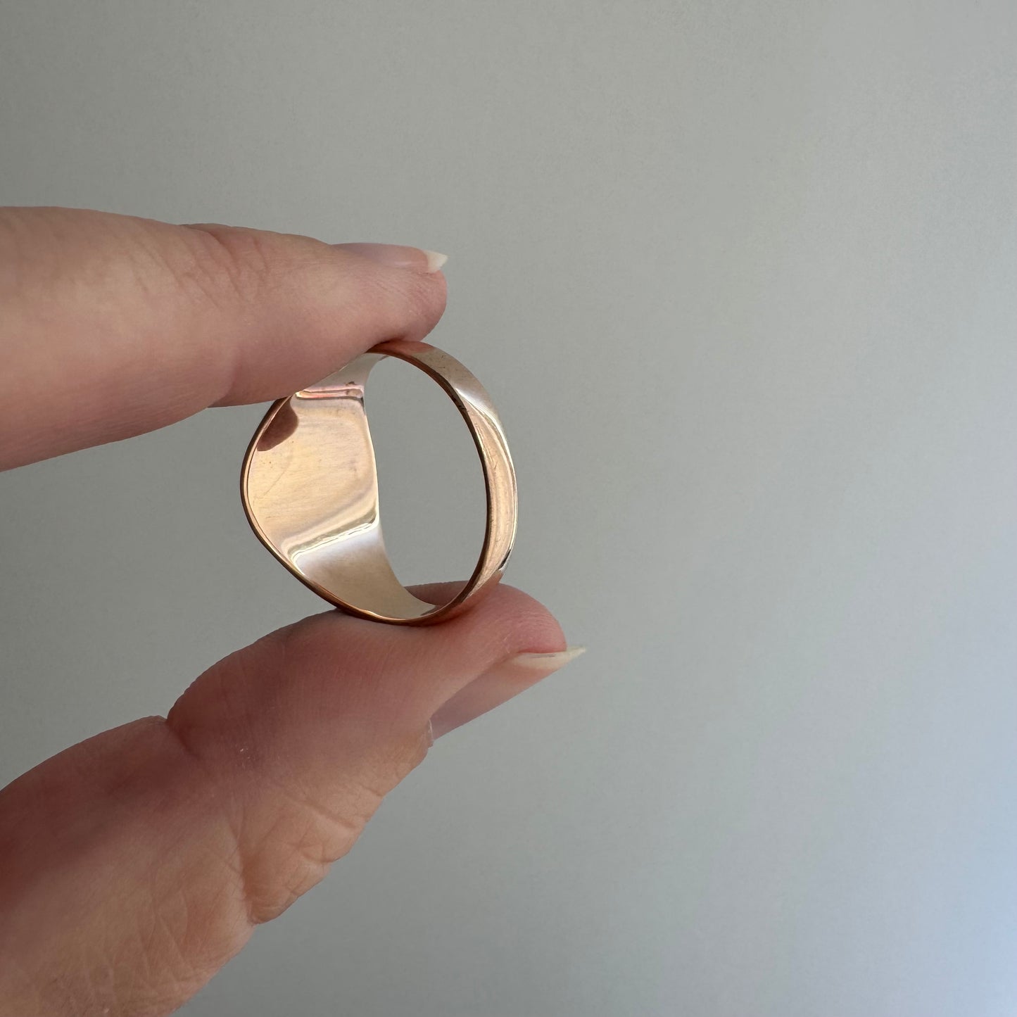 reimagined A N T I Q U E // they come in peace / edwardian era 10k rosy gold signet ring + new UFO and diamond / size 8.75