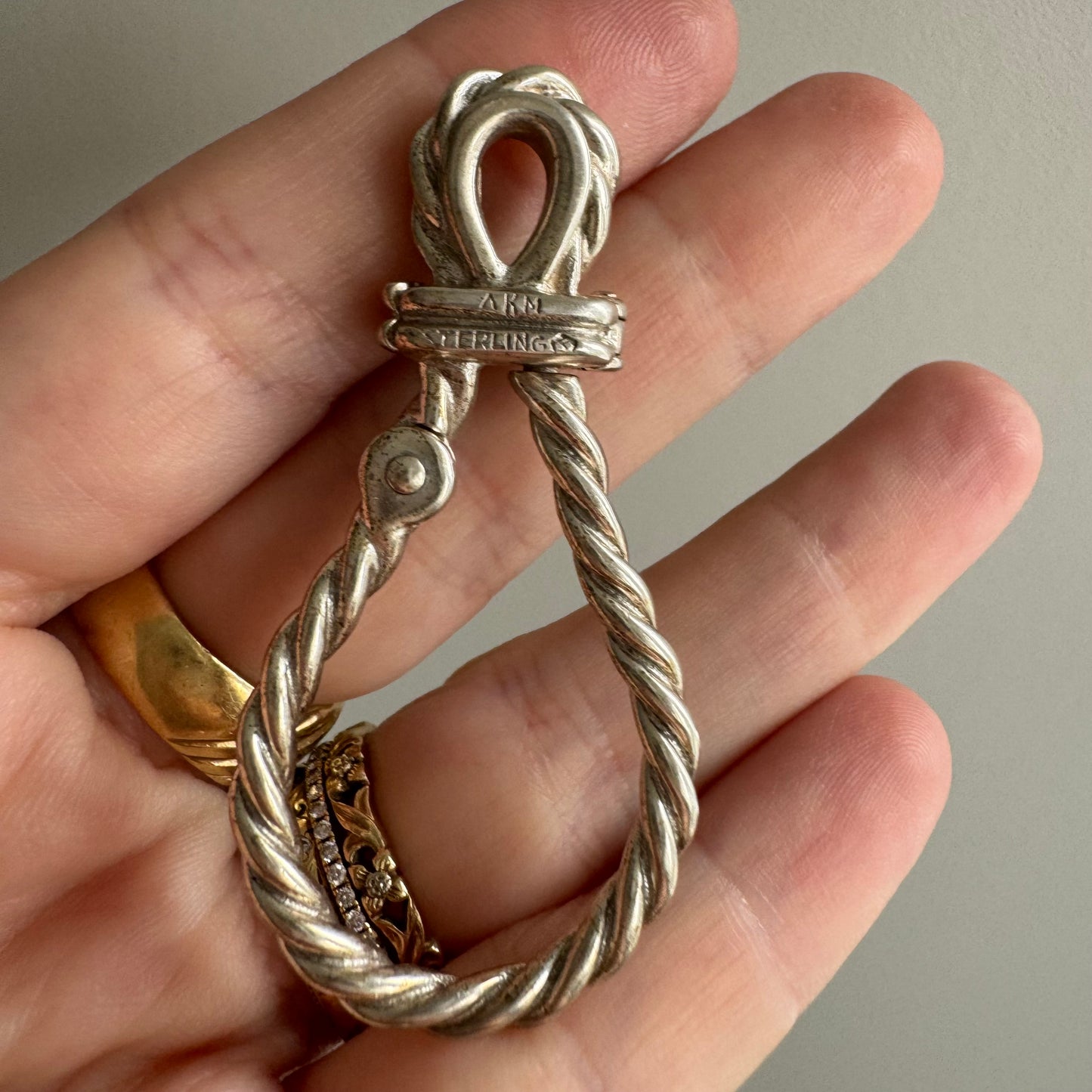 V I N T A G E // twisty sterling silver giant connector clasp full of possibilities