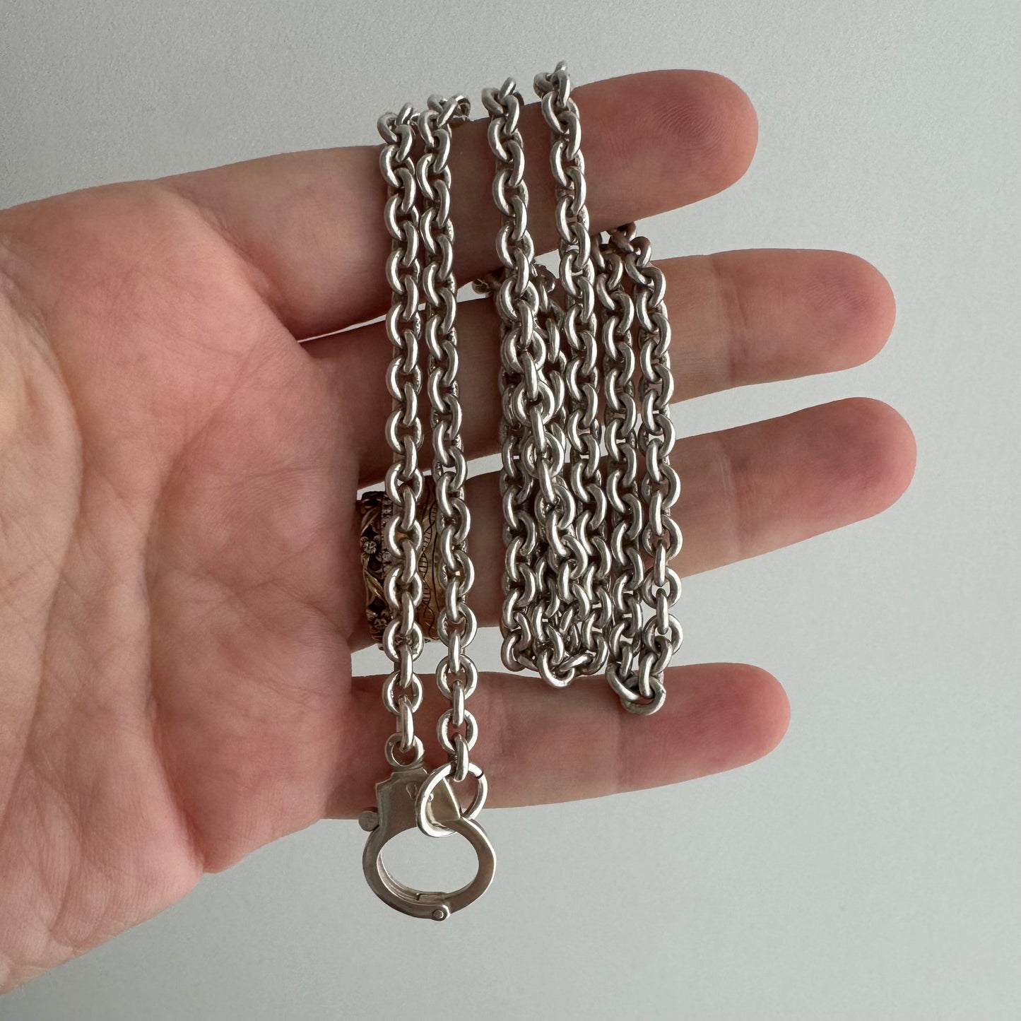 reimagined V I N T A G E // handcuff clasp / sterling silver cable chain / 24.75", 31g