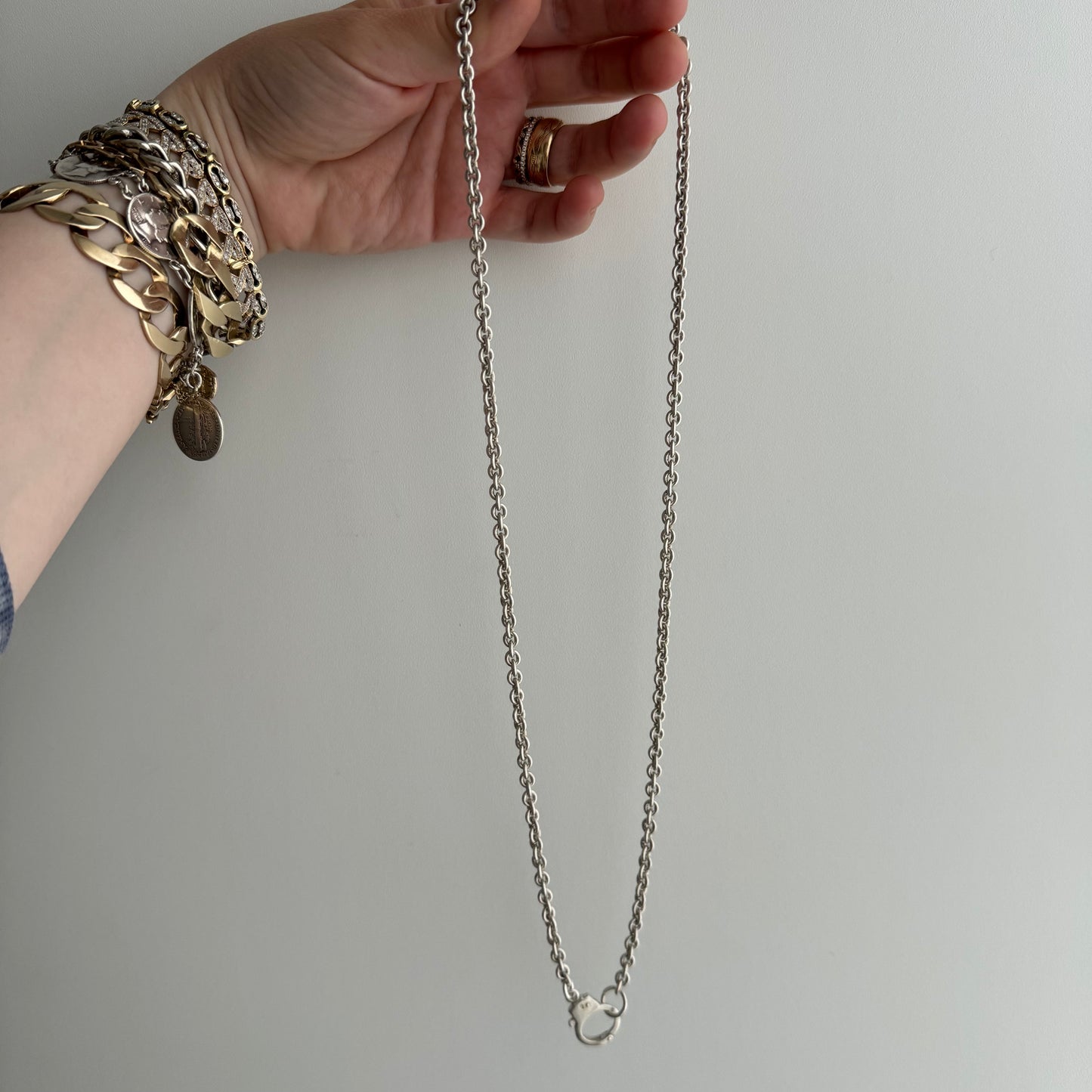 reimagined V I N T A G E // handcuff clasp / sterling silver cable chain / 24.75", 31g