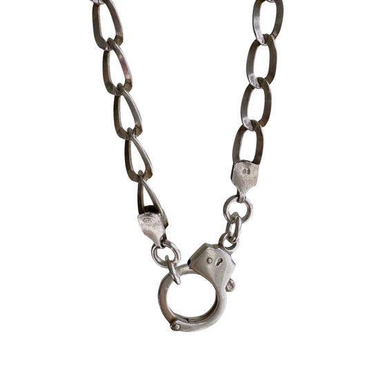 reimagined V I N T A G E // handcuff clasp / sterling silver oval curb paperclip chain / 25", 17.9g