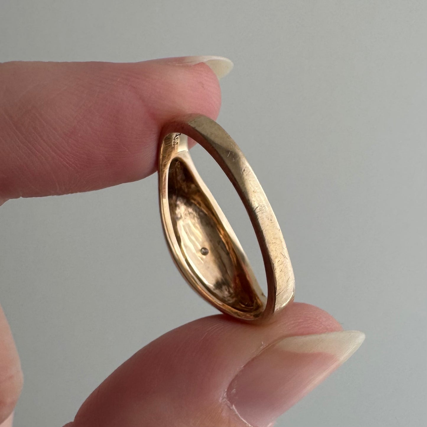 reimagined V I N T A G E // letting go / 10k gold signet with newly engraved dandelion and diamond / size 7.75+