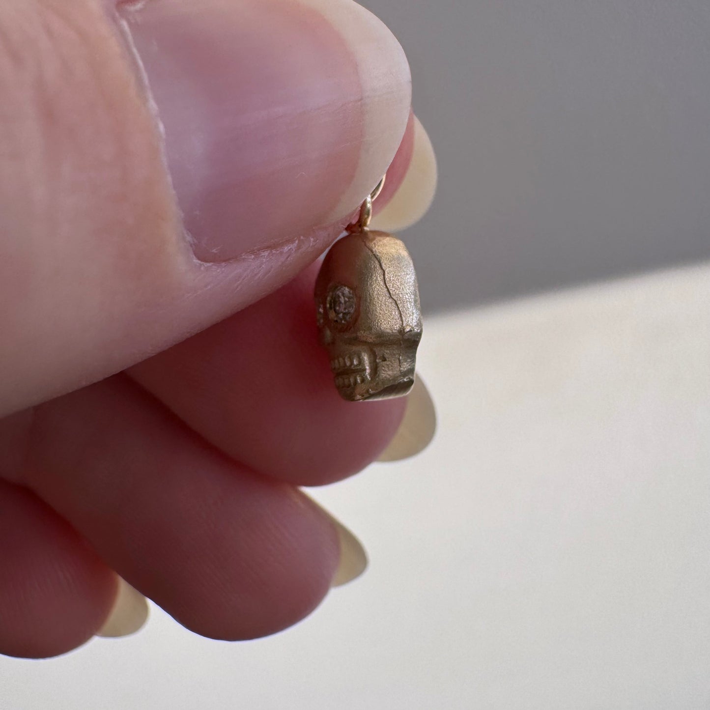 N E W // memento mori grin / 14k yellow gold skull with diamond eyes / a pendant or charm