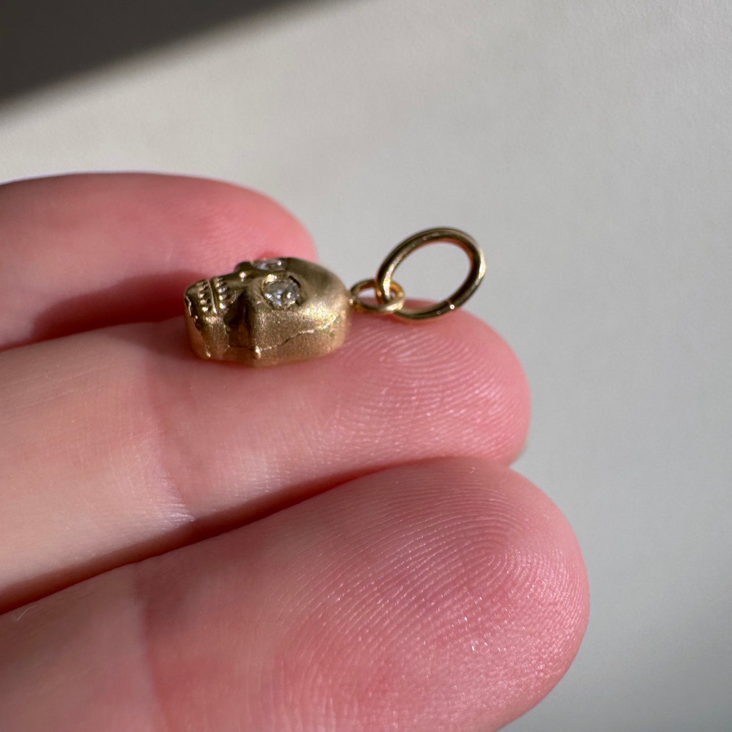 N E W // memento mori grin / 14k yellow gold skull with diamond eyes / a pendant or charm