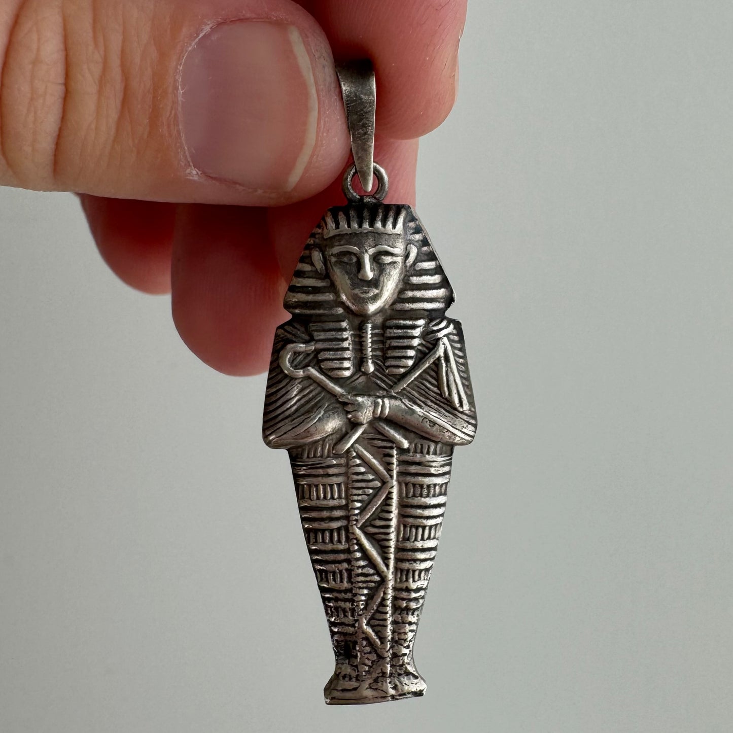 V I N T A G E // ancient protector / sterling silver egyptian mummy / a pendant