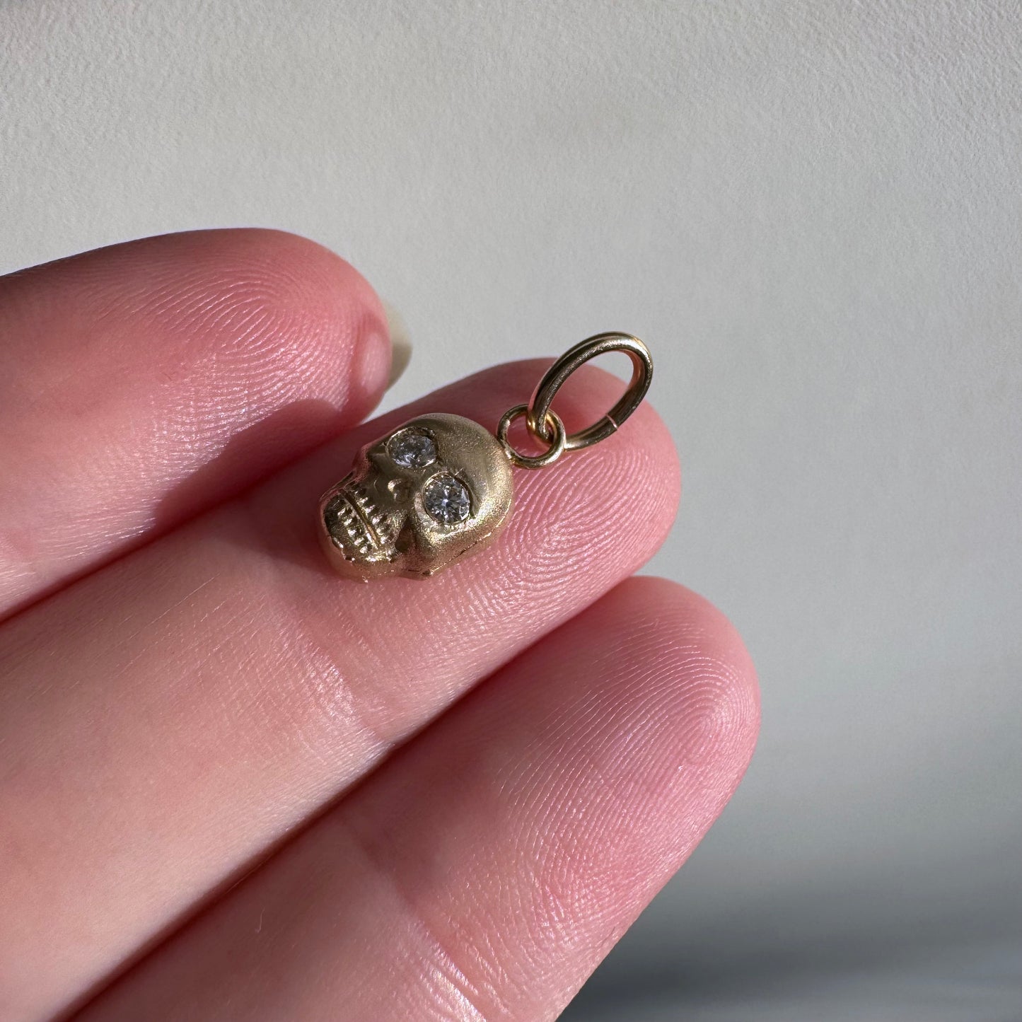 N E W // memento mori grin / 14k yellow gold skull with diamond eyes / a pendant or charm