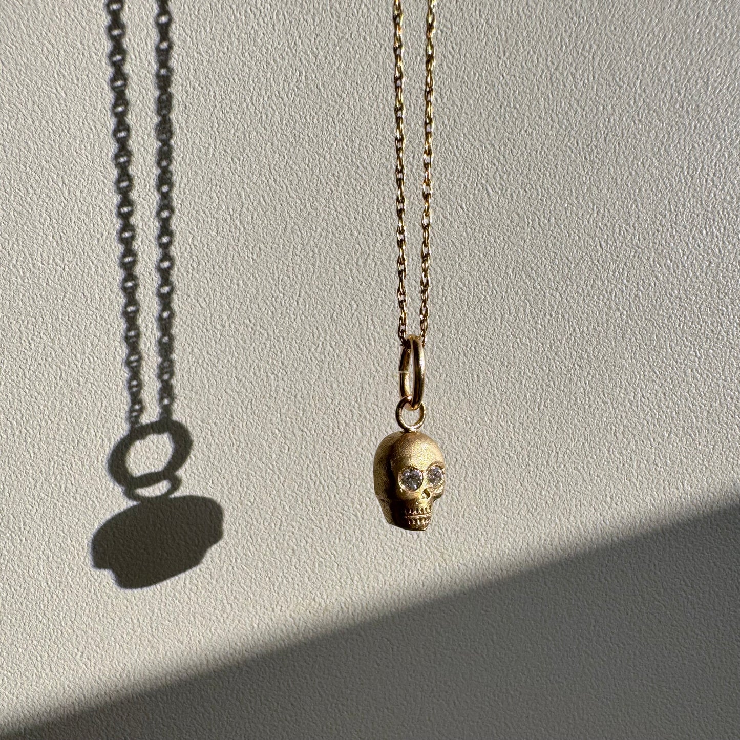 N E W // memento mori grin / 14k yellow gold skull with diamond eyes / a pendant or charm
