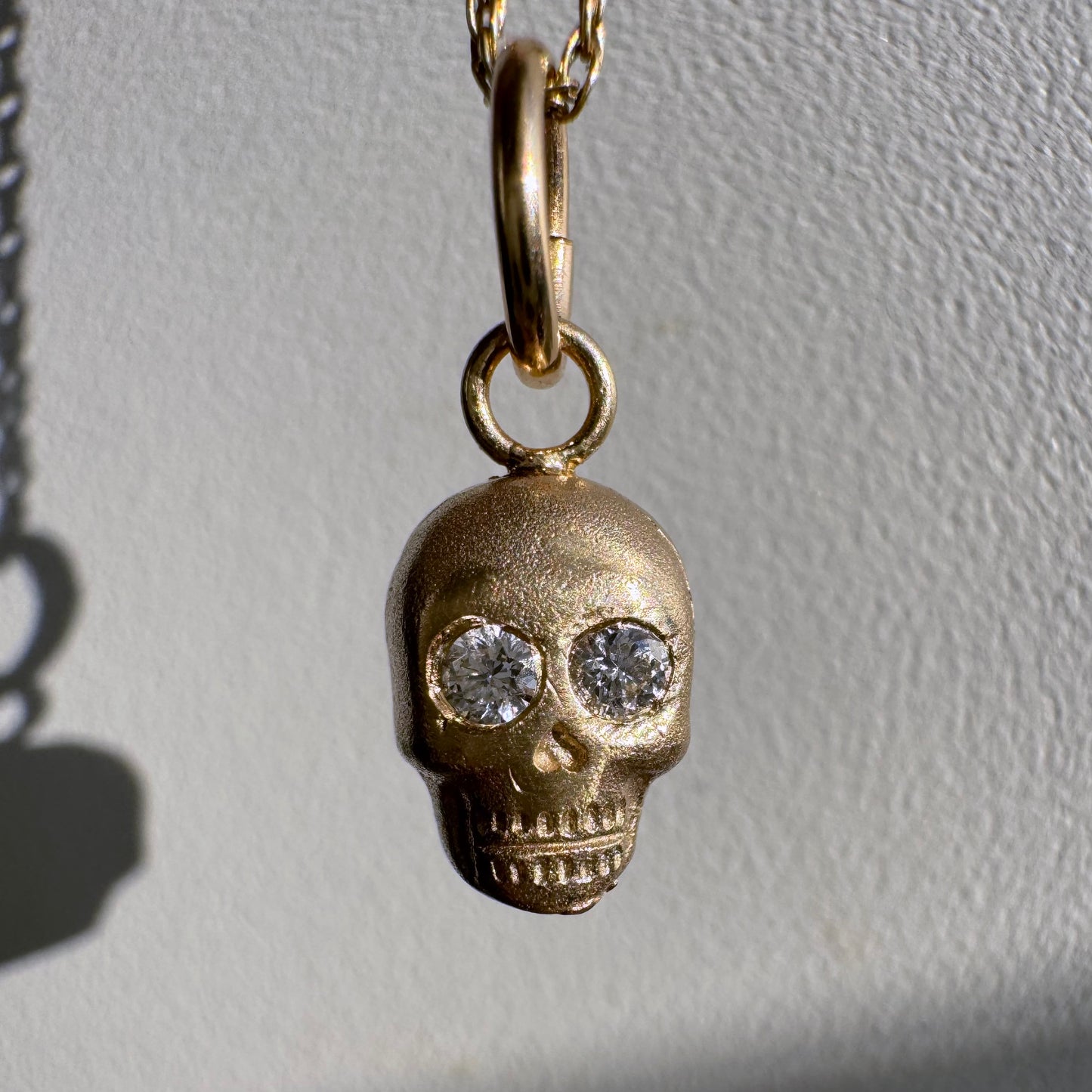 N E W // memento mori grin / 14k yellow gold skull with diamond eyes / a pendant or charm