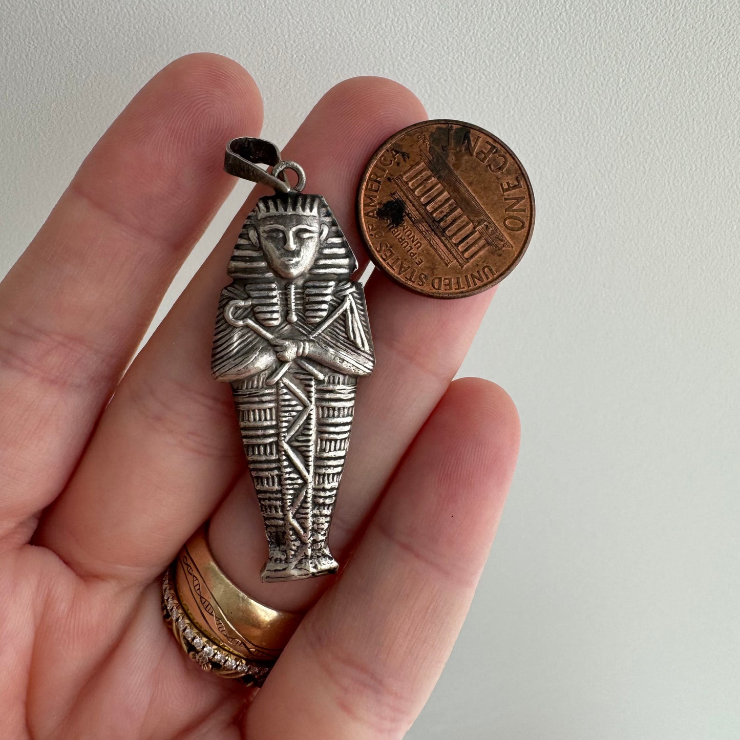 V I N T A G E // ancient protector / sterling silver egyptian mummy / a pendant