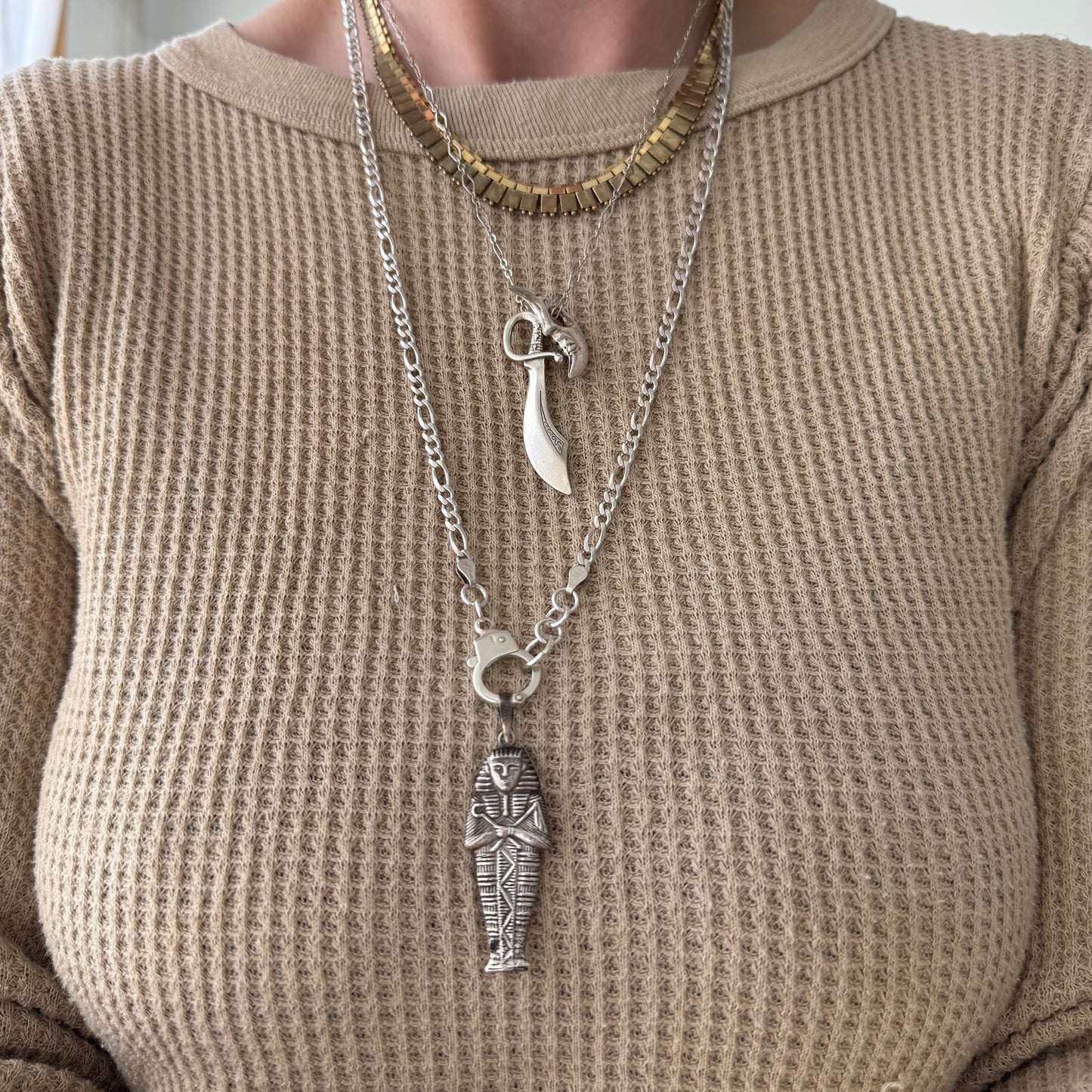 V I N T A G E // ancient protector / sterling silver egyptian mummy / a pendant