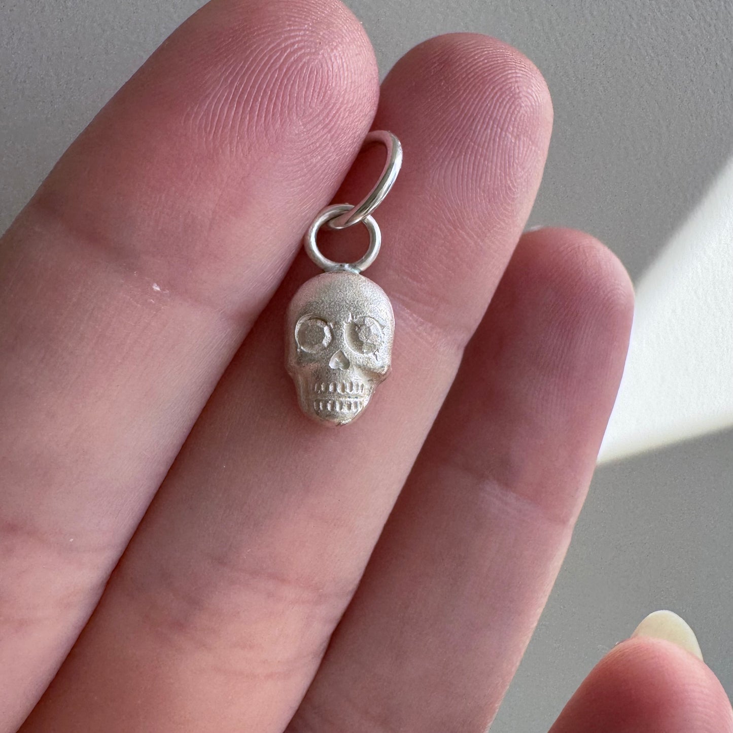 N E W // memento mori grin / sterling silver dainty skull pendant or charm