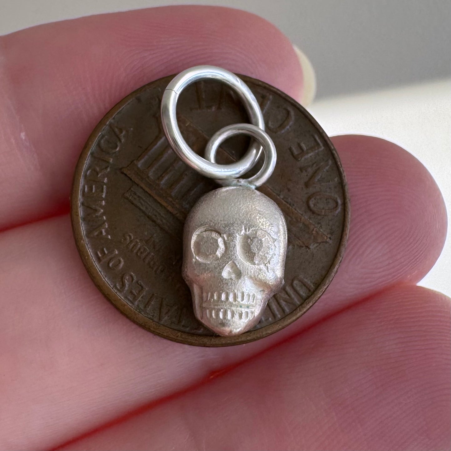 N E W // memento mori grin / sterling silver dainty skull pendant or charm