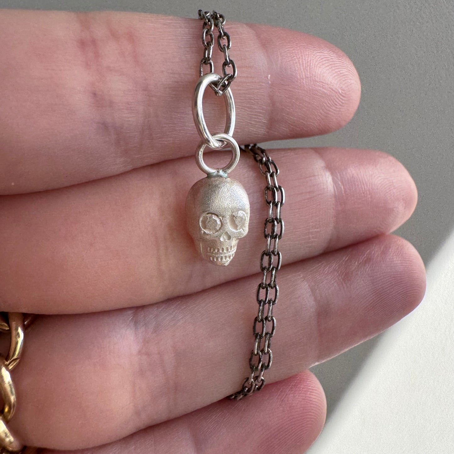 N E W // memento mori grin / sterling silver dainty skull pendant or charm