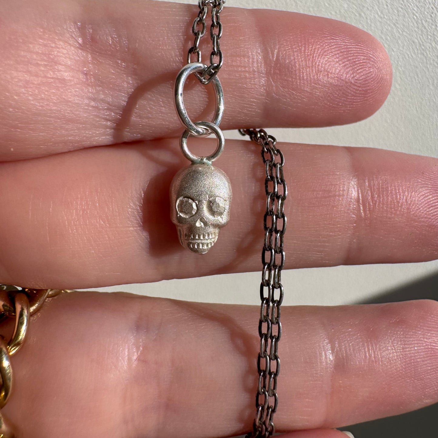 N E W // memento mori grin / sterling silver dainty skull pendant or charm