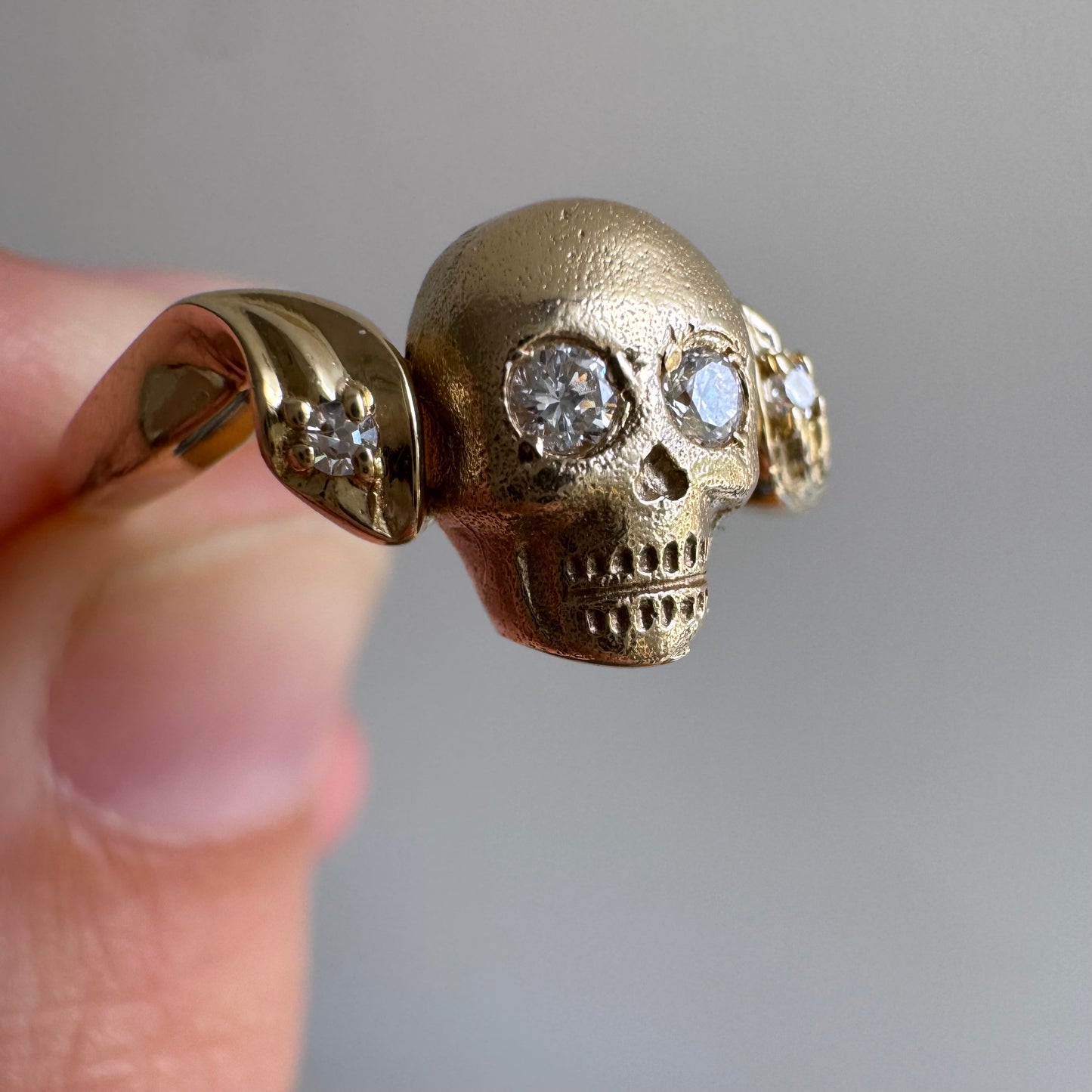 reimagined V I N T A G E // memento mori / 14k yellow gold and diamond ring / skull conversion ring / size 6.5+