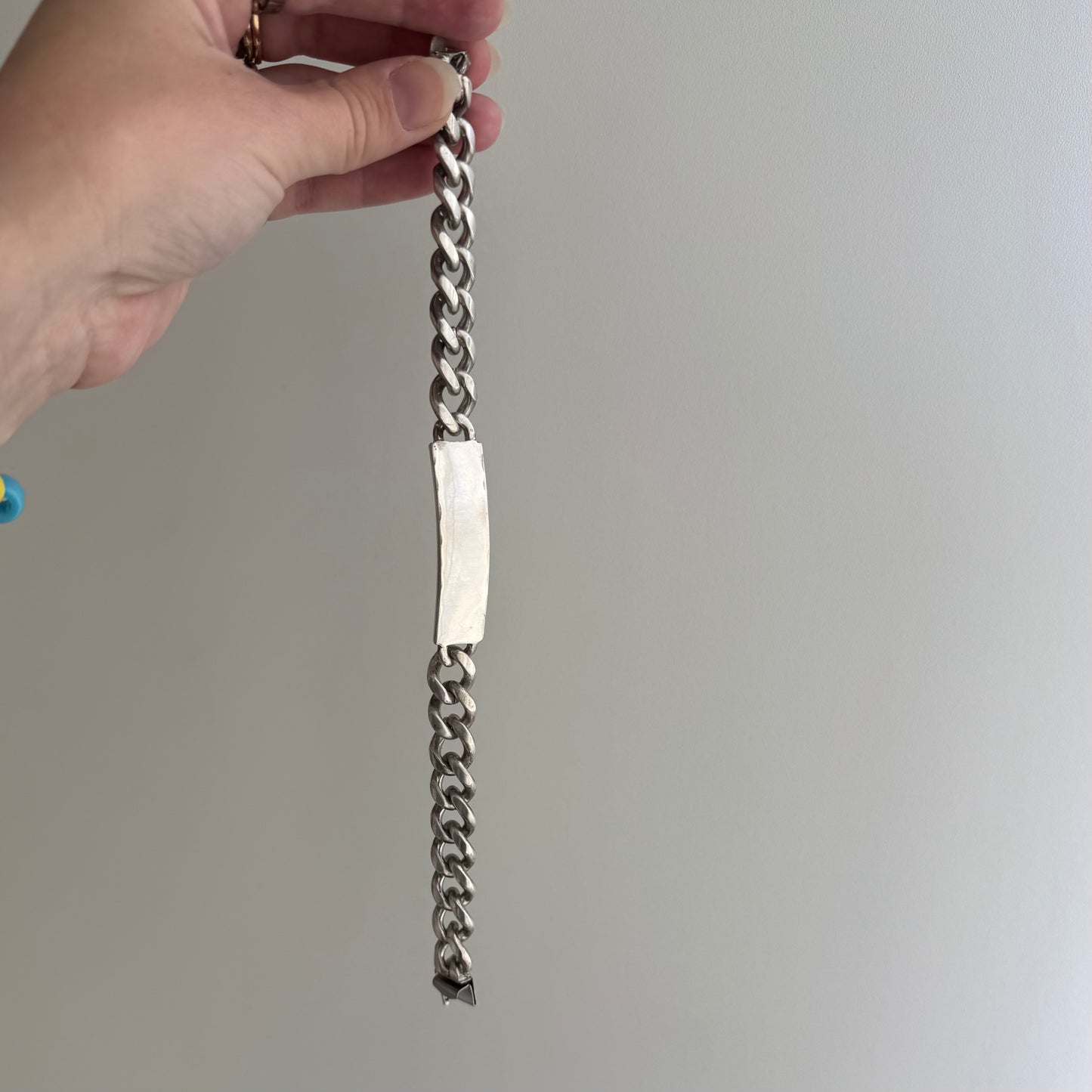 V I N T A G E // timeless ID / sterling silver heavy chunky mid century curb chain ID bracelet / 8.5", 64.5g