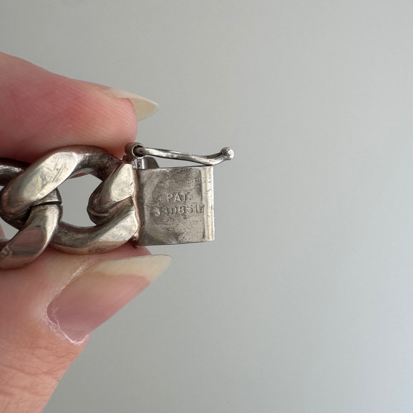 V I N T A G E // timeless ID / sterling silver heavy chunky mid century curb chain ID bracelet / 8.5", 64.5g