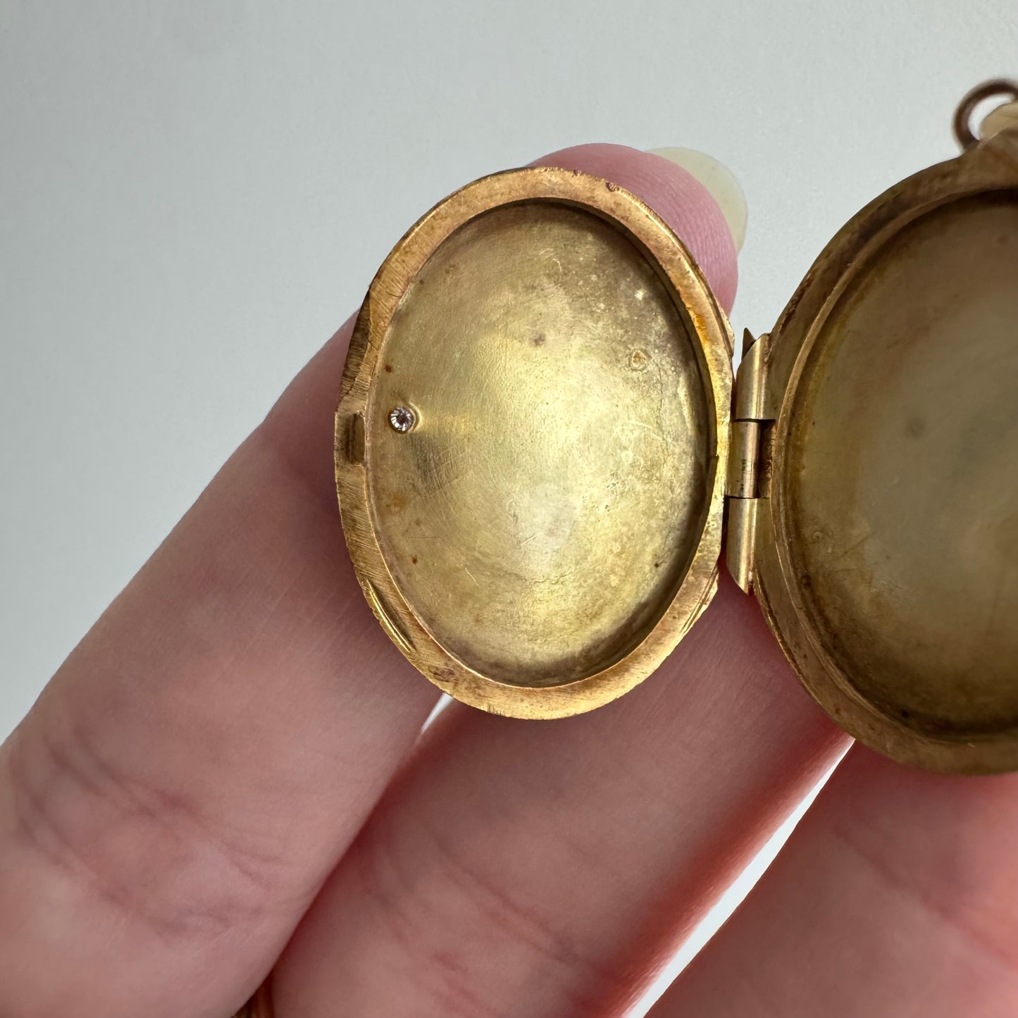 reimagined V I N T A G E // treasure seeker / 9k rosy gold oval locket with new crow engraving / a pendant