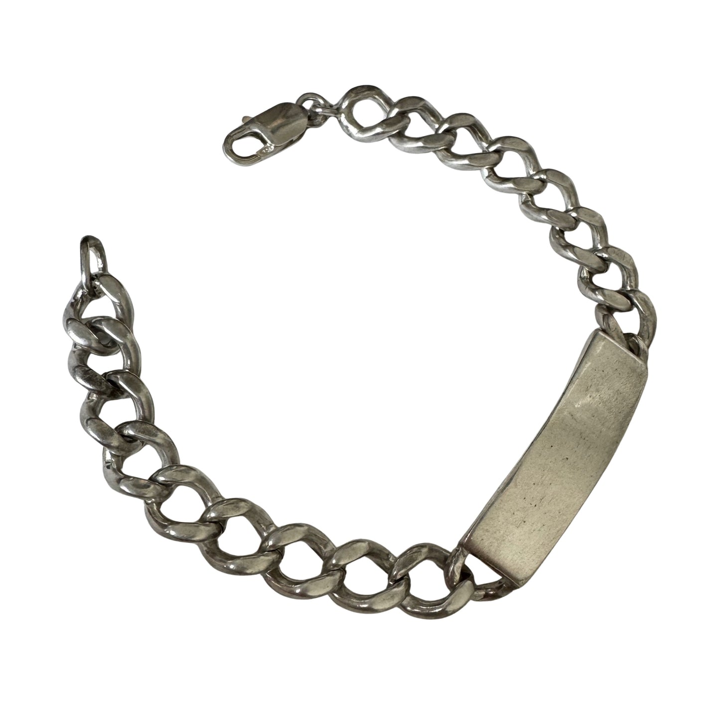 V I N T A G E // timeless ID / sterling silver curb chain ID bracelet / 8.5", 42.8g