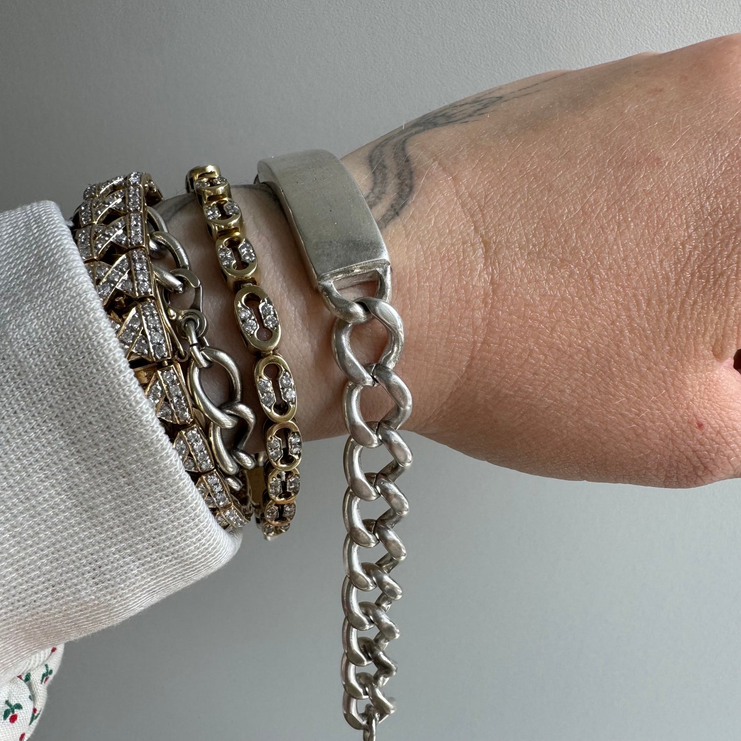 V I N T A G E // timeless ID / sterling silver curb chain ID bracelet / 8.5", 42.8g