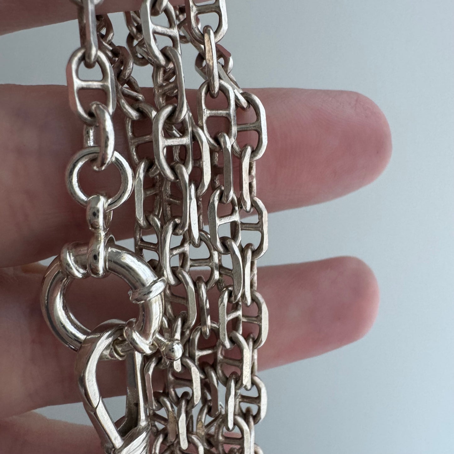 reimagined V I N T A G E // modern day watch chain / re-worked sterling silver perpendicular anchor aka chaine d'ancre link chain / 24.75", 16.5g