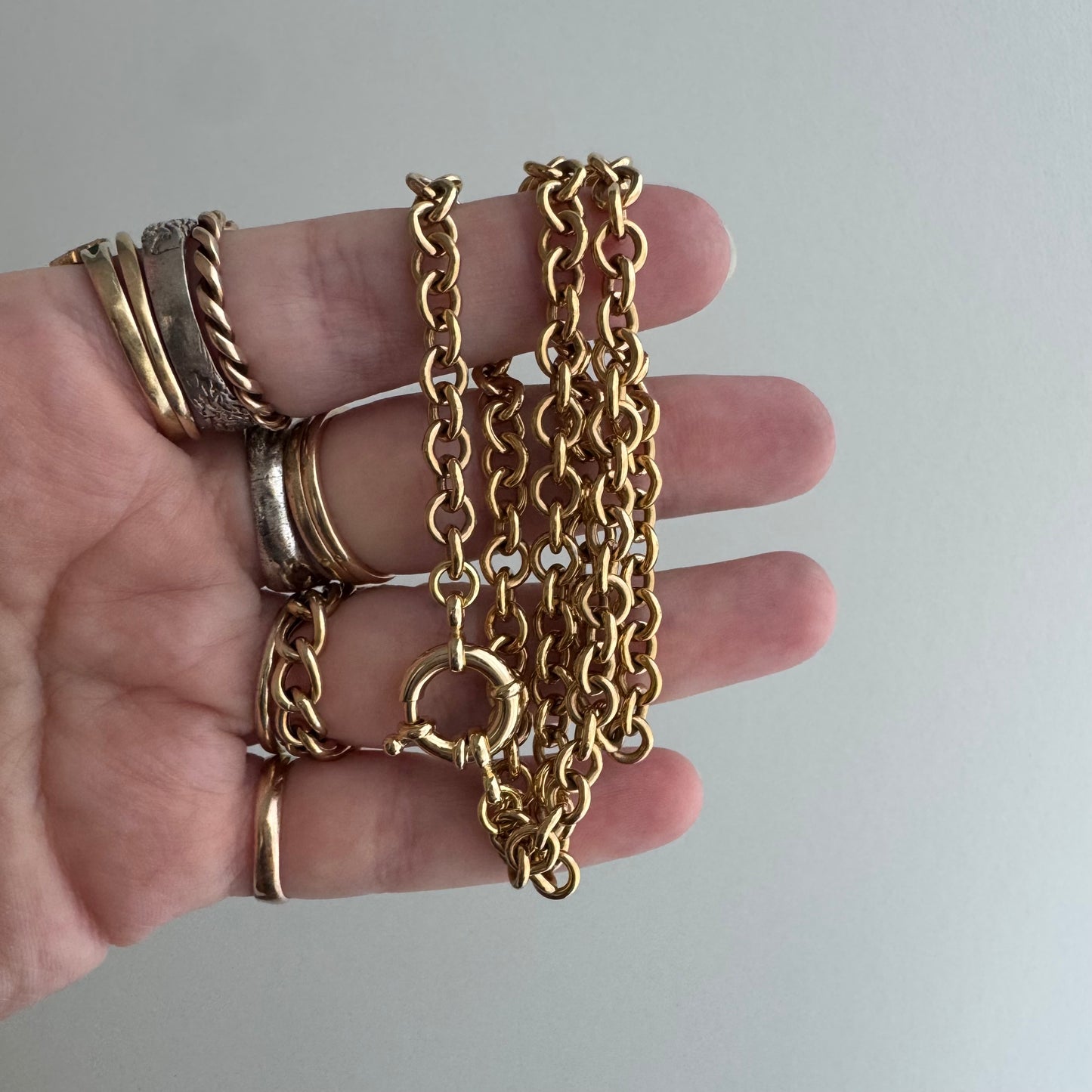 reimagined V I N T A G E // modern day watch chain / re-worked gold over sterling silver cable link chain / 18", 21.7g