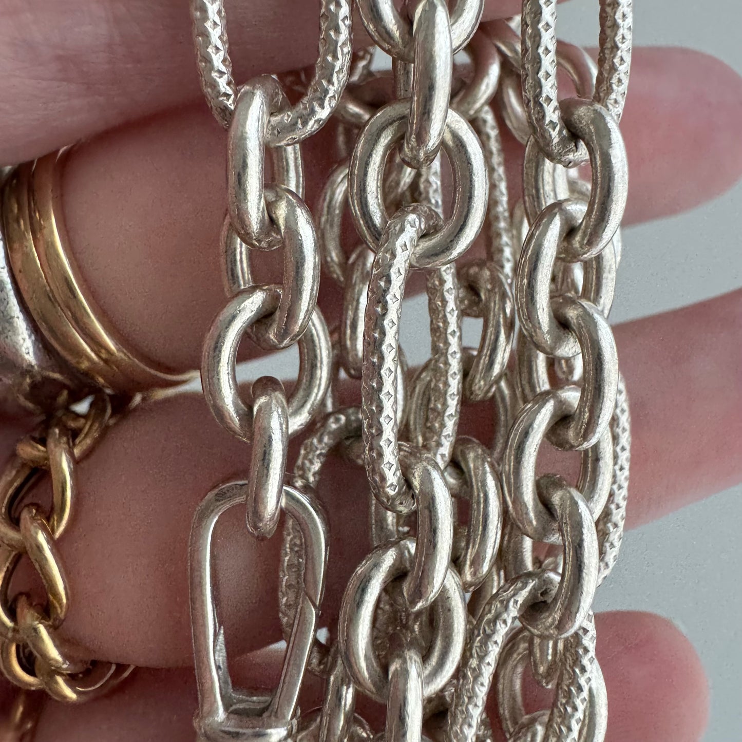 reimagined V I N T A G E // modern day watch chain / re-worked sterling silver trombone link chain necklace / 20.5", 43.7g