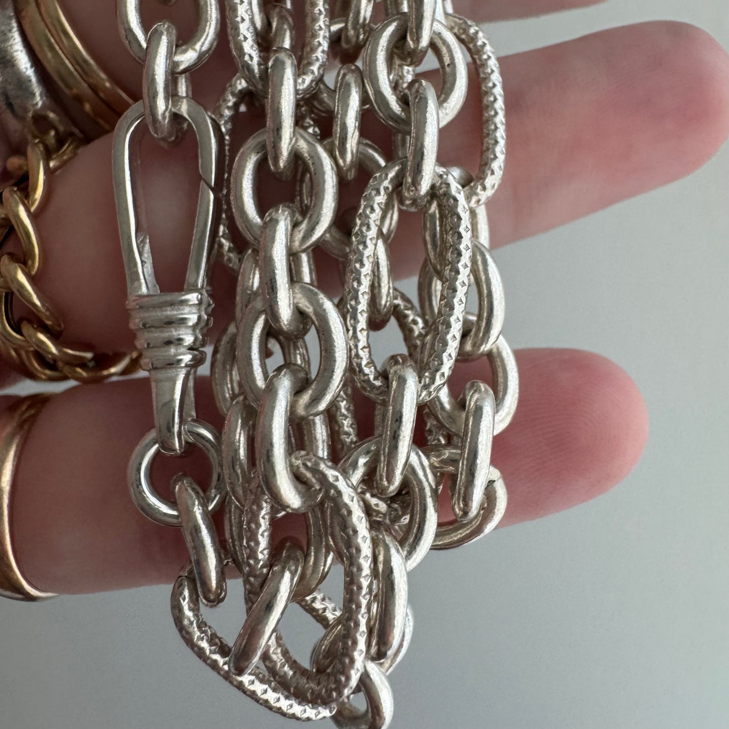 reimagined V I N T A G E // modern day watch chain / re-worked sterling silver trombone link chain necklace / 20.5", 43.7g