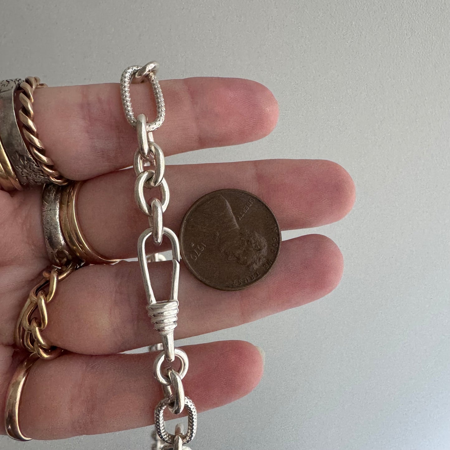 reimagined V I N T A G E // modern day watch chain / re-worked sterling silver trombone link chain necklace / 20.5", 43.7g