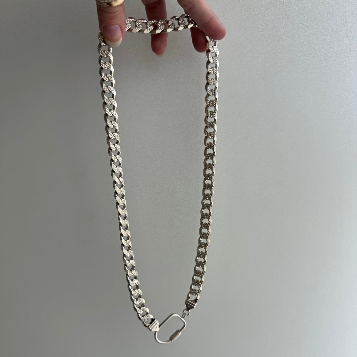 reimagined V I N T A G E // carabiner clasp / re-worked sterling silver chunky heavy double sided cuban curb chain / 23.75", 110g!!