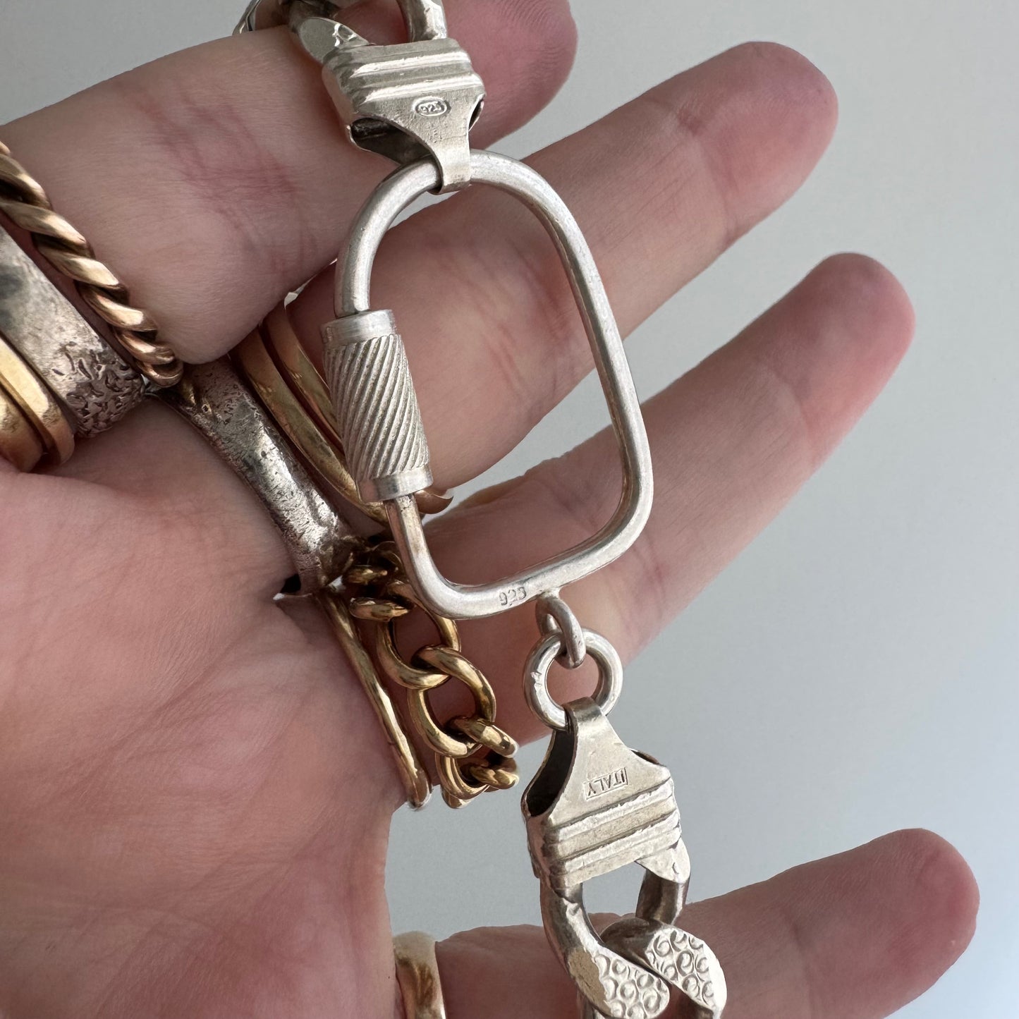 reimagined V I N T A G E // carabiner clasp / re-worked sterling silver chunky heavy double sided cuban curb chain / 23.75", 110g!!