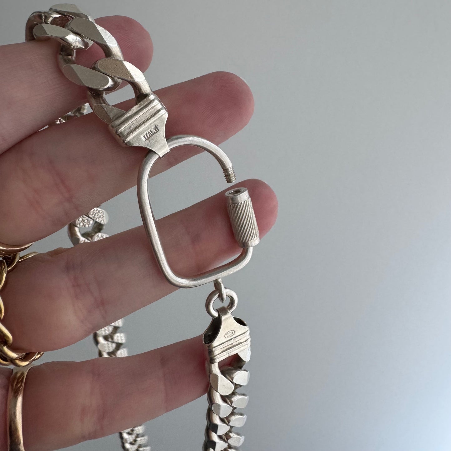 reimagined V I N T A G E // carabiner clasp / re-worked sterling silver chunky heavy double sided cuban curb chain / 23.75", 110g!!