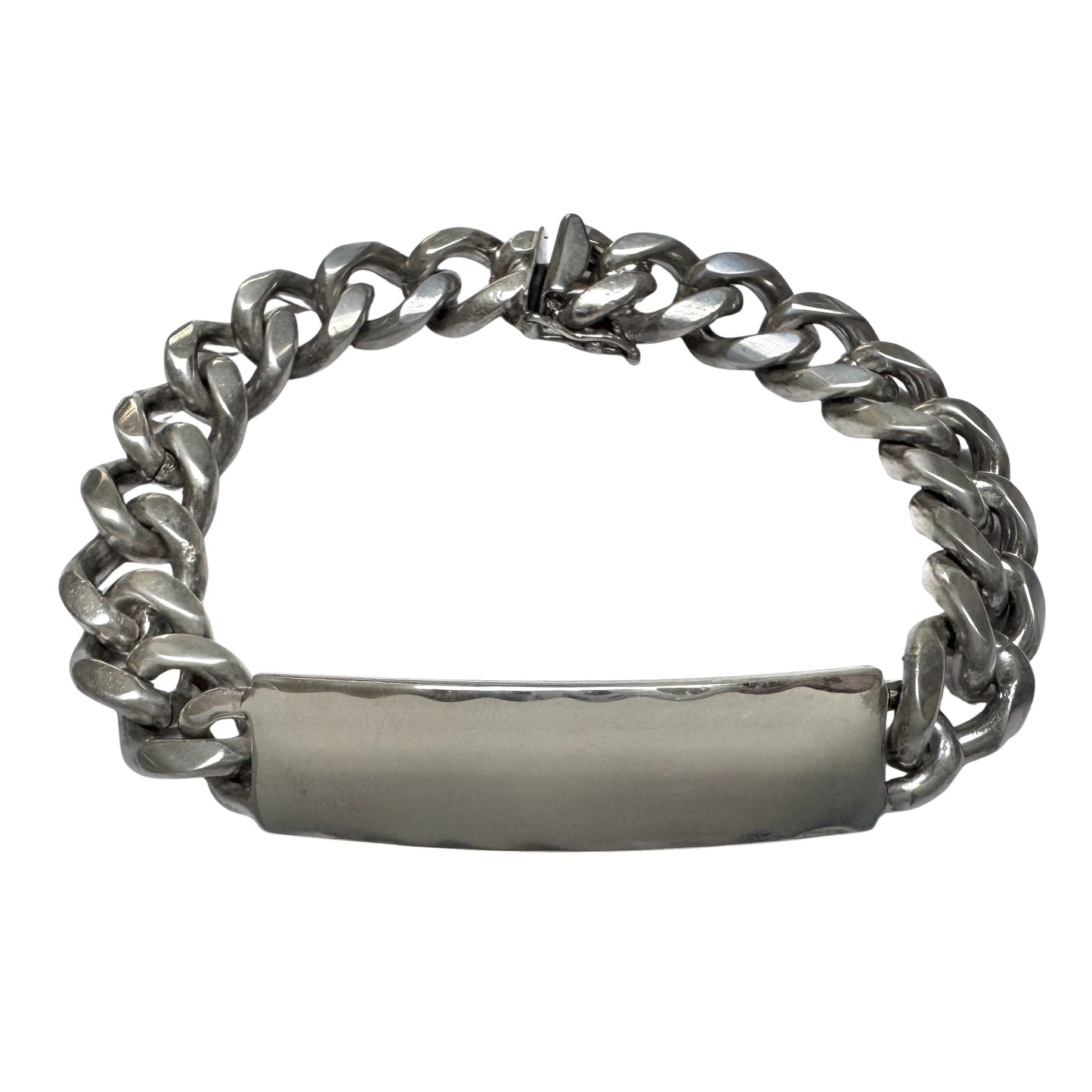 V I N T A G E // timeless ID / sterling silver heavy chunky mid century curb chain ID bracelet / 8.5", 64.5g