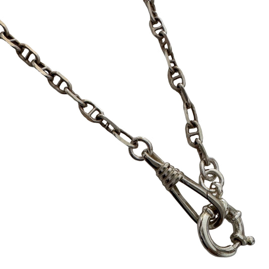 reimagined V I N T A G E // modern day watch chain / re-worked sterling silver perpendicular anchor aka chaine d'ancre link chain / 24.75", 16.5g