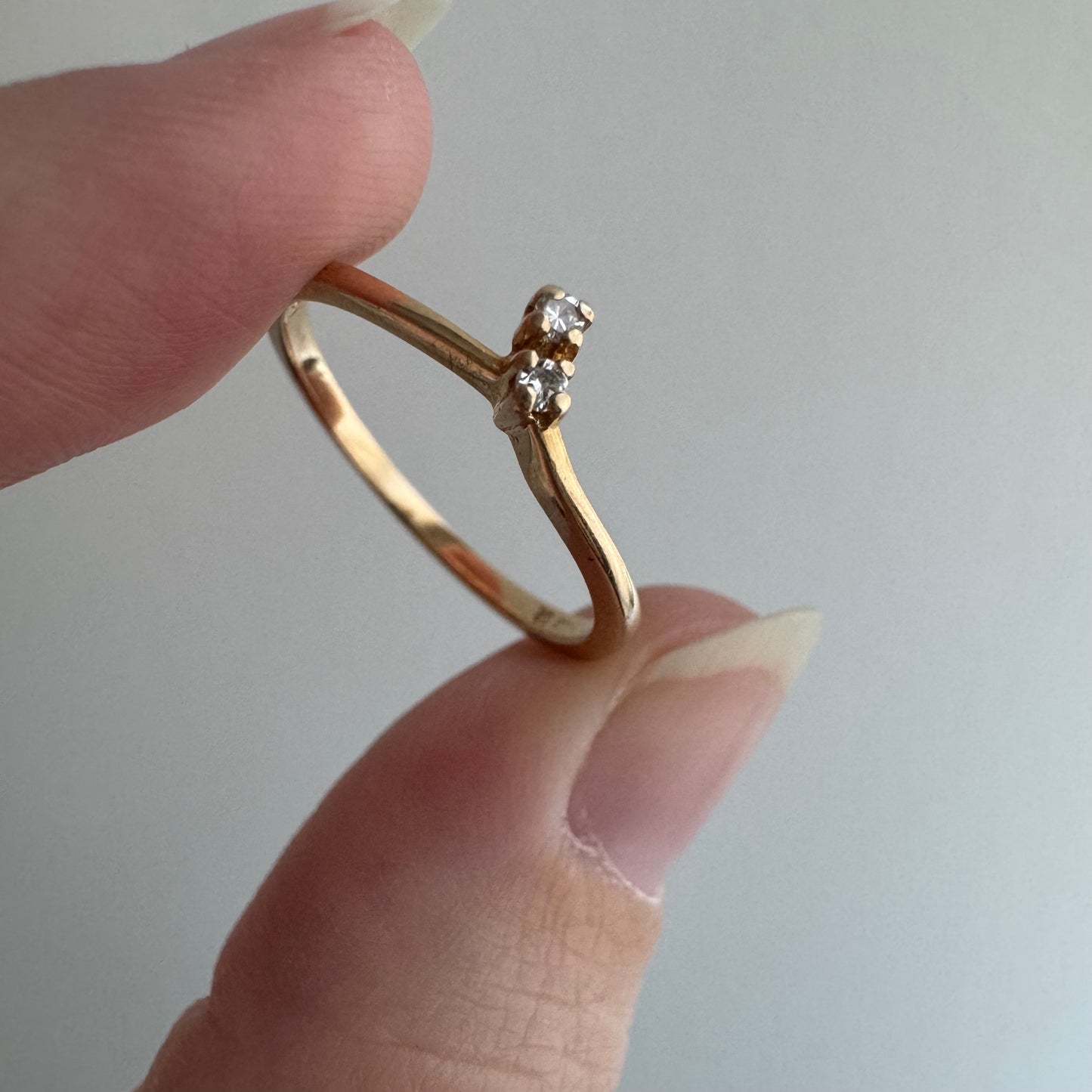 E S T A T E // helpful stacker / 14k Exquisite toi et moi chevron curved diamond stacking band / size 6.25