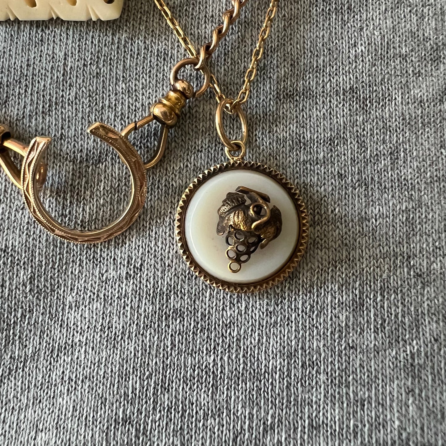 reimagined A N T I Q U E // fidgety grapes / 10k and white agate / conversion pendant