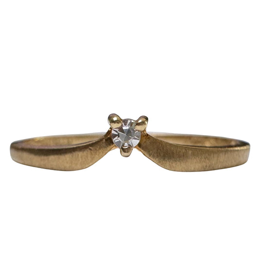 E S T A T E // helpful stacker / 14k Tru Blu chevron curved diamond solitaire stacking band / size 6.5