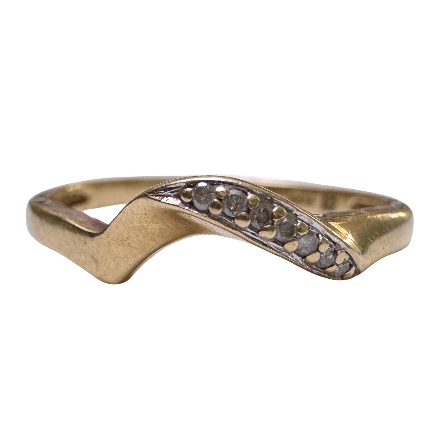 E S T A T E // helpful stacker / 10k asymmetric curved seven diamond stacking band / size 7.25