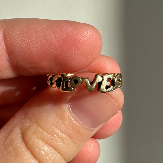 V I N T A G E // 1970s love / 10k yellow gold LOVE curb ring / size 4.25