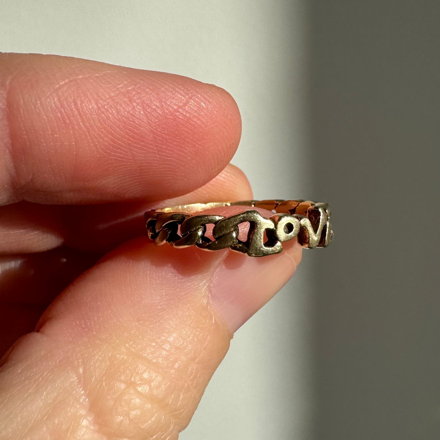 V I N T A G E // 1970s love / 10k yellow gold LOVE curb ring / size 4.25