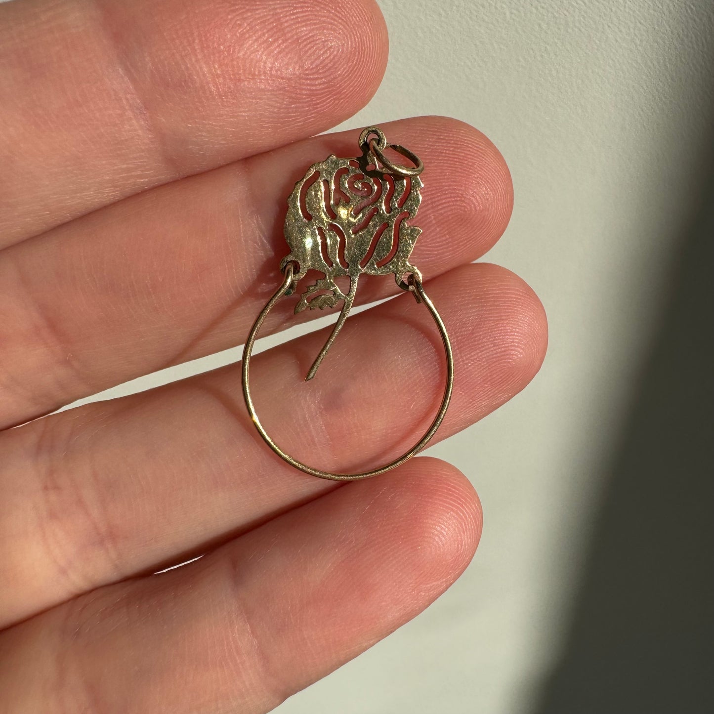 V I N T A G E // rosy connections / 14k yellow gold petite charm holder