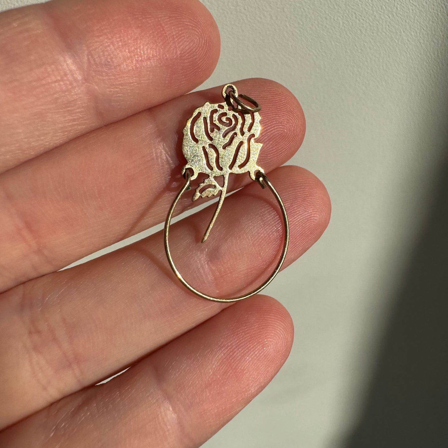 V I N T A G E // rosy connections / 14k yellow gold petite charm holder