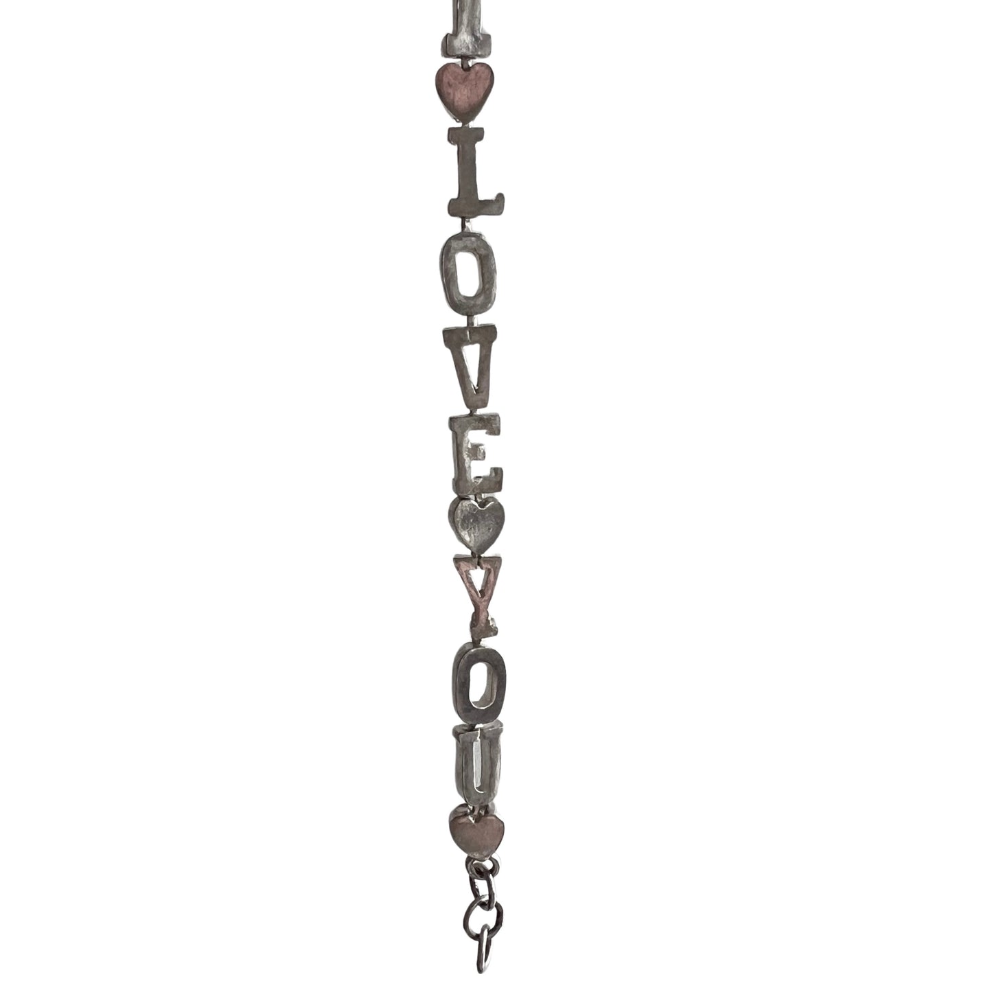 V I N T A G E // I love you / sterling silver I LOVE YOU link bracelet / 7.75"