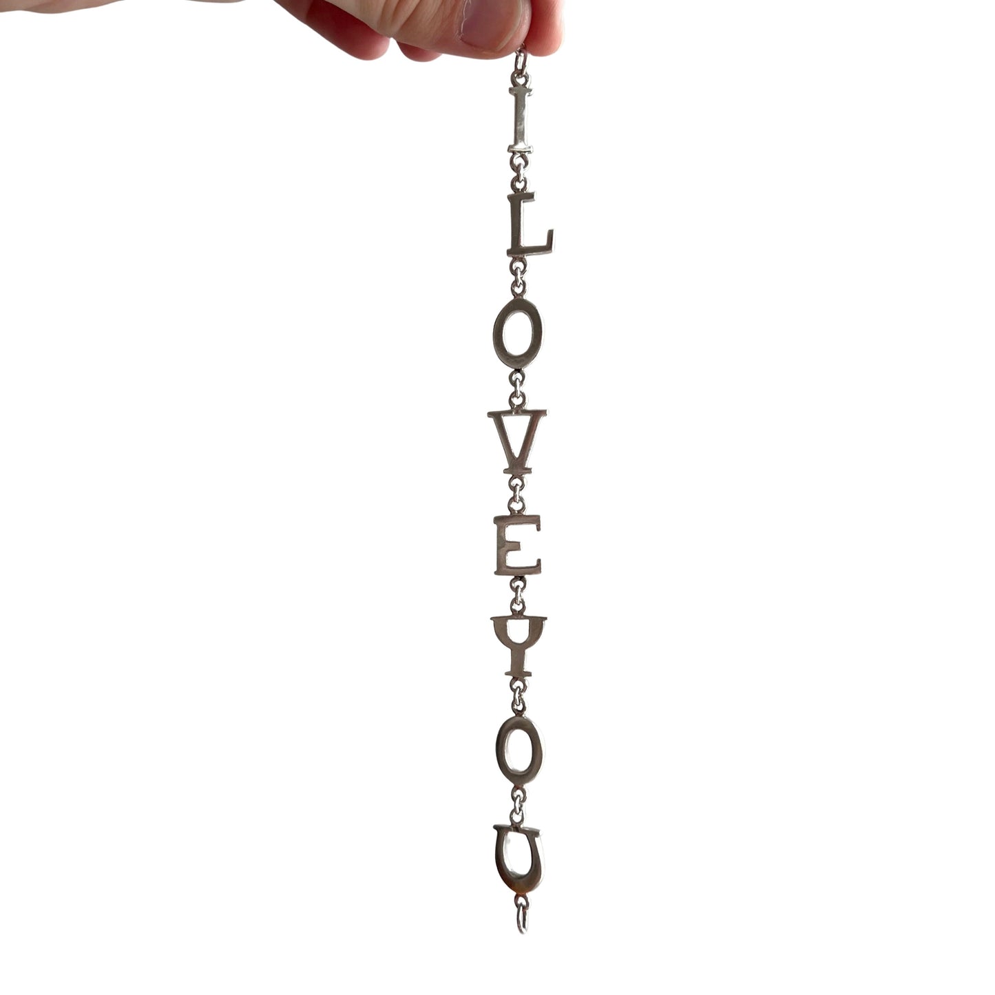 V I N T A G E // I love you / sterling silver I LOVE YOU link bracelet / 7"