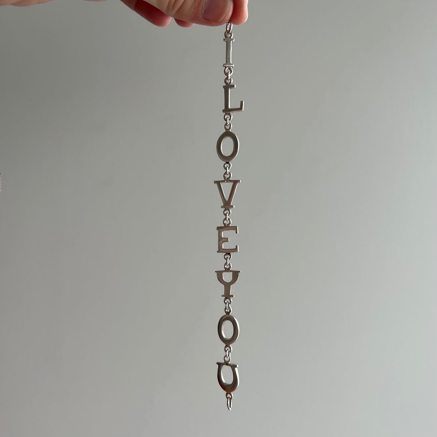 V I N T A G E // I love you / sterling silver I LOVE YOU link bracelet / 7"