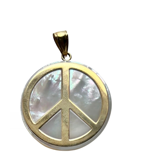 P R E - L O V E D // a wearable prayer for peace / 14k and mother of pearl peace sign / a pendant